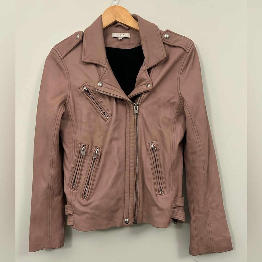 IRO Lamb Leather Jacket Pink Size 40